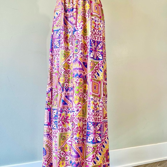Vintage 1970s Novelty Print Skirt Flowers Tiki Tropical Colorful 70s Retro - Picture 3 of 8